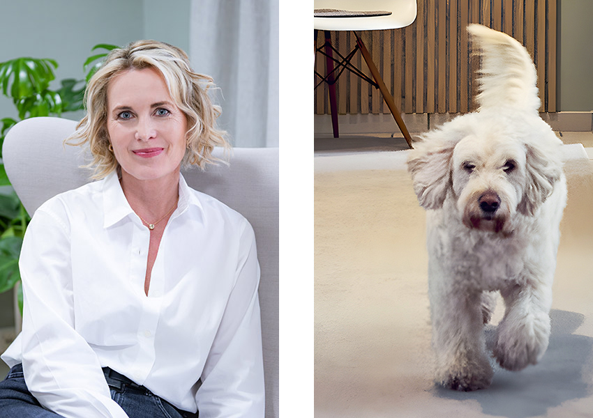 Andrea Hölter - Tiefenpsychologische Psychotherapie - Portrait Andrea und Therapiehund